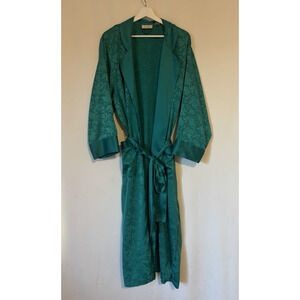 Victoria's Secret Robe Medium Vintage Gold Label Satin Poly Belt Pockets Long